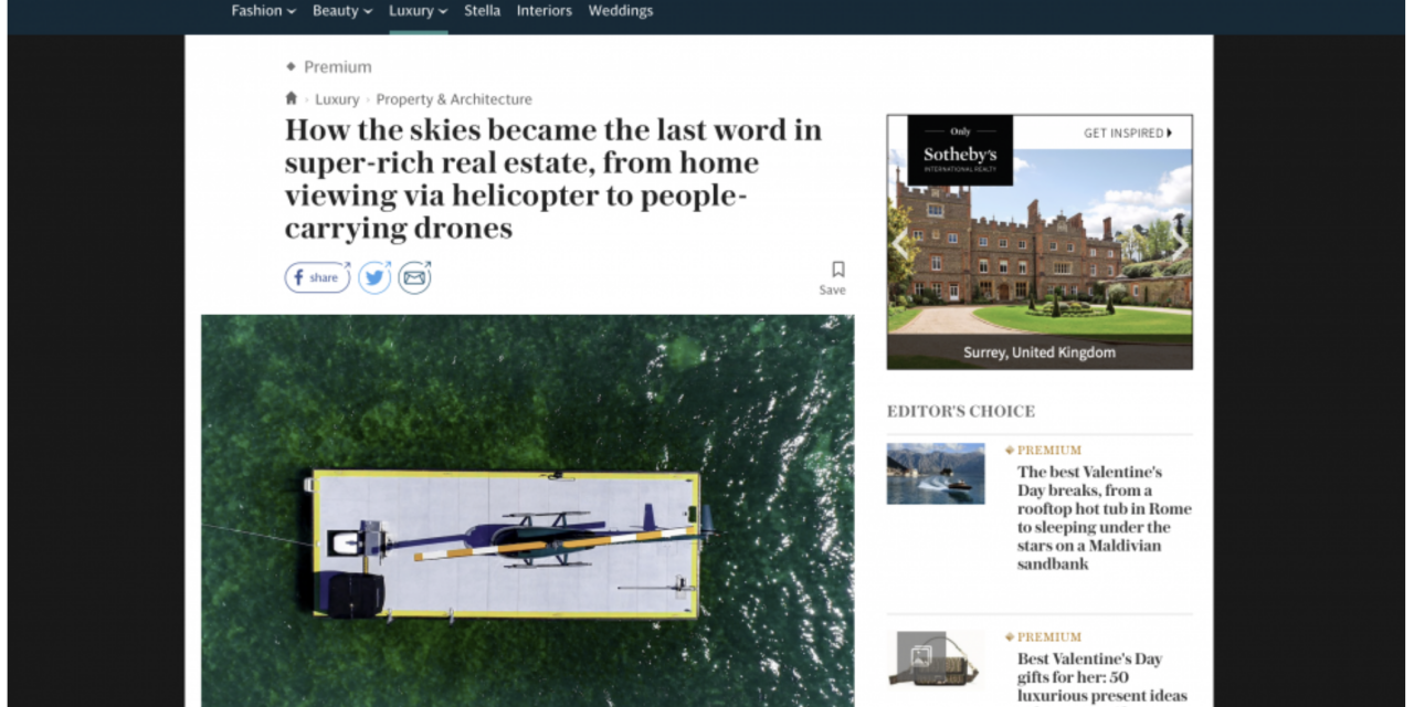 Property viewing by helicopter is taking off, says The Telegraph